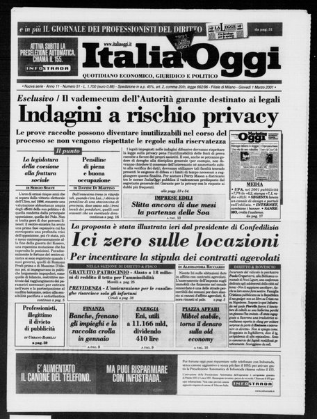 Italia oggi : quotidiano di economia finanza e politica